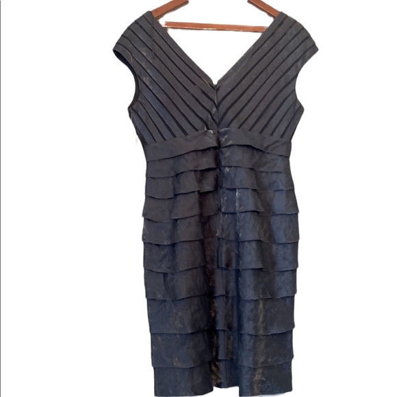 Adrianna Papell Steel Blue Petite Sleeveless Ruffled Dress - Picture 5 of 12